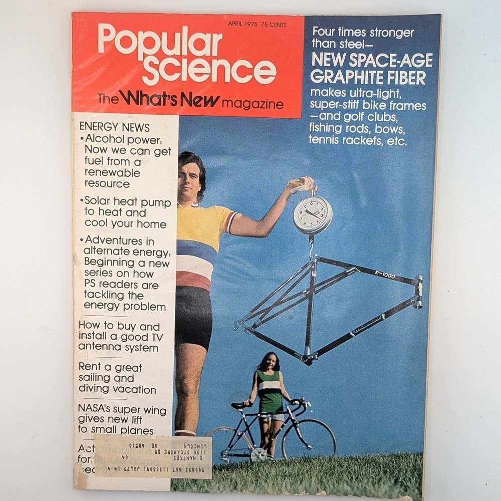 Popular Science Magazine April 1975 Graphite Fiber Space Age Tech Vintage Issu